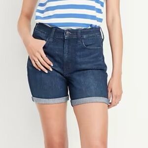 Old Navy Blue High-Waisted Wow Jean Shorts 5-inch inseam Size 10